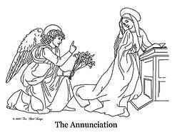 The Annunciation Free Printable Bible Coloring Page