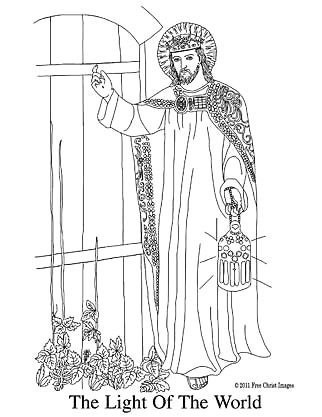 Jesus the Light of the World Free Coloring Page, Jesus standing at the door knocking