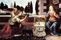 The Annunciation by Leonardo da Vinci, high resolution