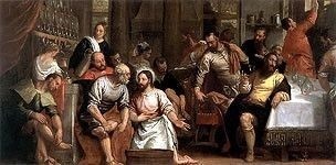 Christ Washing the Freet of His Disciples by Paolo Veronese