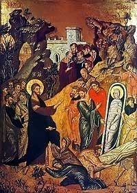 Jesus Raising Lazarus, Byzantine Icon