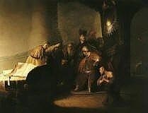 Judas Returning the Thirty Pieces of Silver by Rembrandt