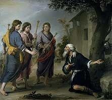 Abraham and the Three Angels by Murillo, high resolution image