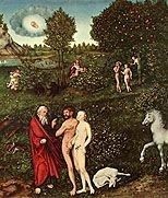 Adam and Eve in the Garden by Lucas Cranach