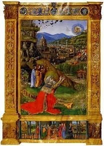 King David Kneeling Before God Illuminated Manuscript, high resolution