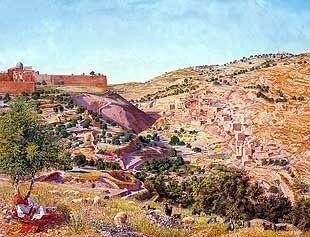Jerusalem and the Valley of Jehoshaphat from the Hill of Evil Counsel by Thomas Seddon